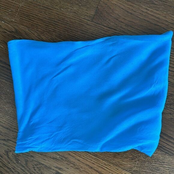 Vintage 60s Aqua blue chiffon polyester infinity neck scarf - Picture 2 of 5